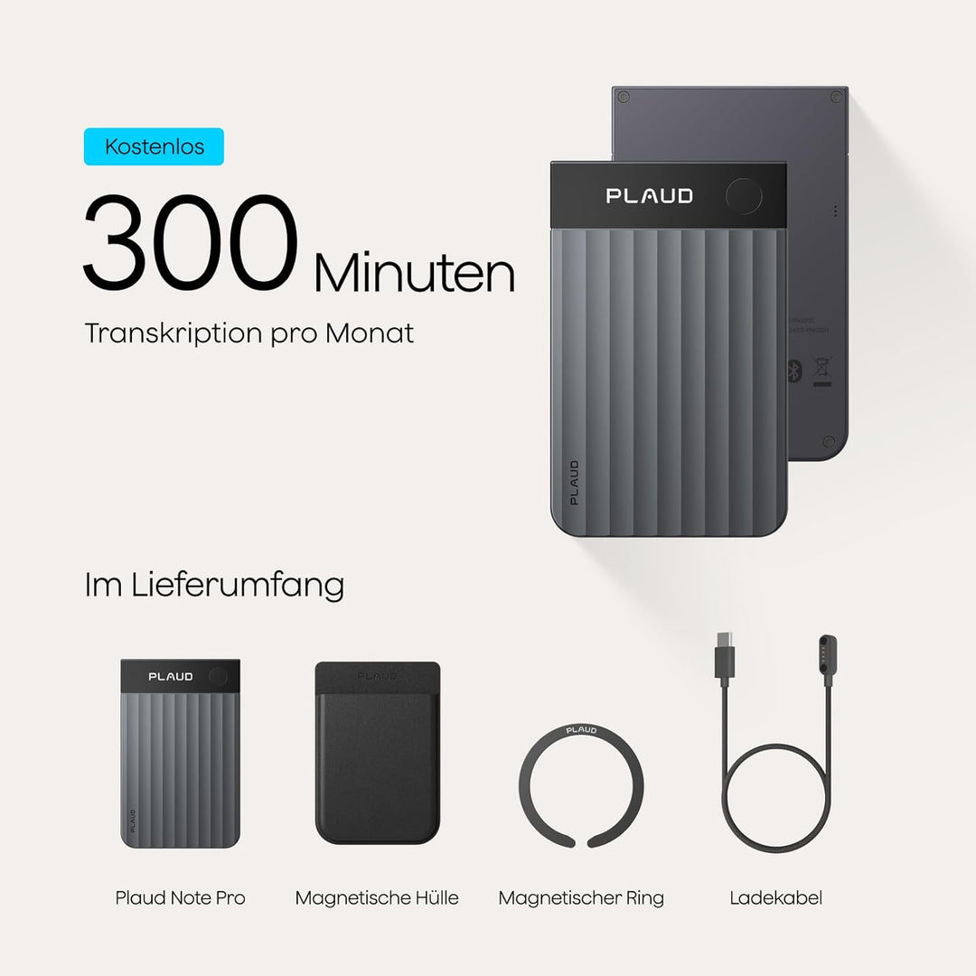 Plaud Note Pro KI Digitales Diktiergerät Aufnahmegerät mit KI Schreibfunktion und Zusammenfassen Voi
