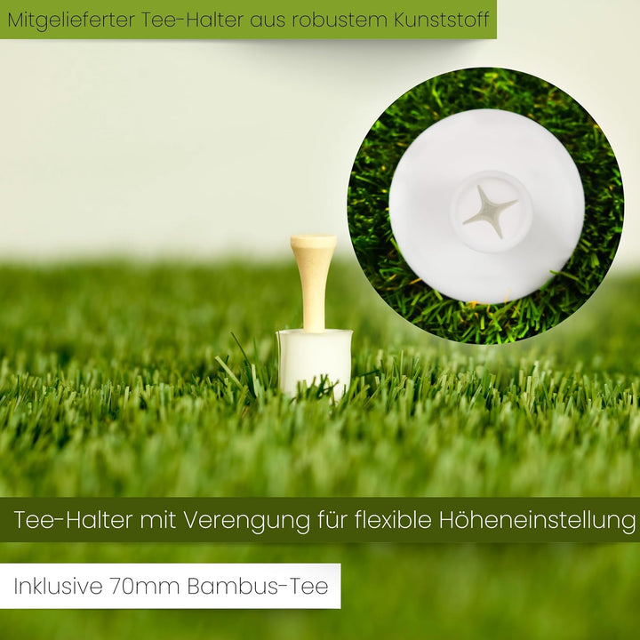 Golf Abschlagmatte 85 x 65 x 4cm, Indoor Outdoor, inkl. Tee + Teehalter verstellbar, tragbar, zusamm