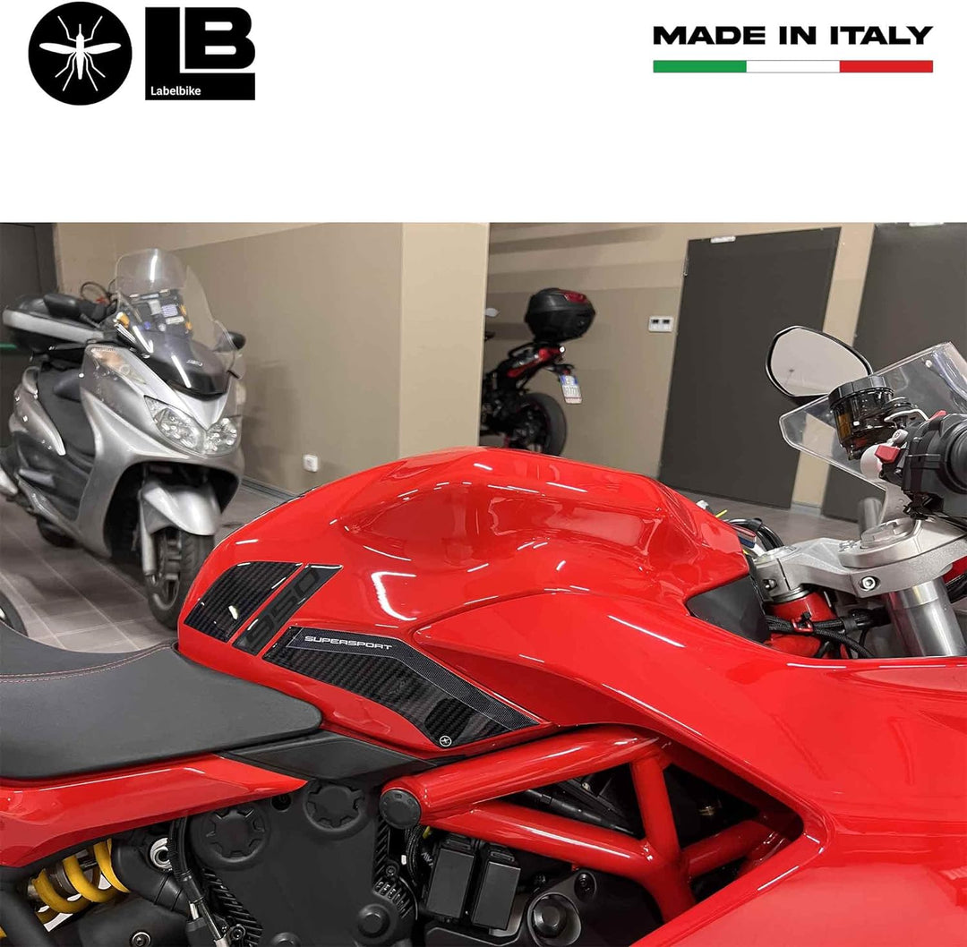 labelbike - 2 Motorrad Tankseiten Schutz Aufkleber aus 3D Gelharz kompatibel mit Ducati Supersport 9