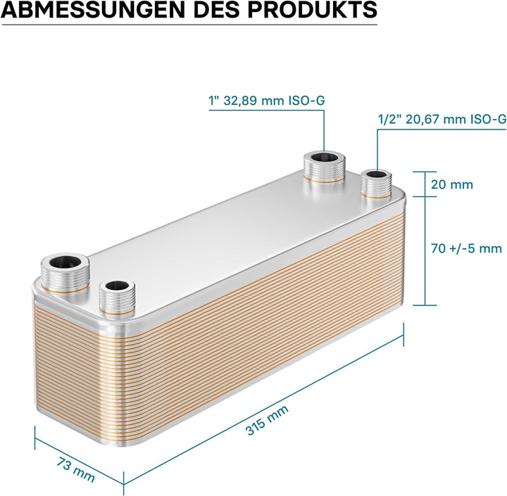 Hrale Edelstahl Wärmetauscher 30 Platten max 125 kW Plattenwärmetauscher Wärmetauscher
