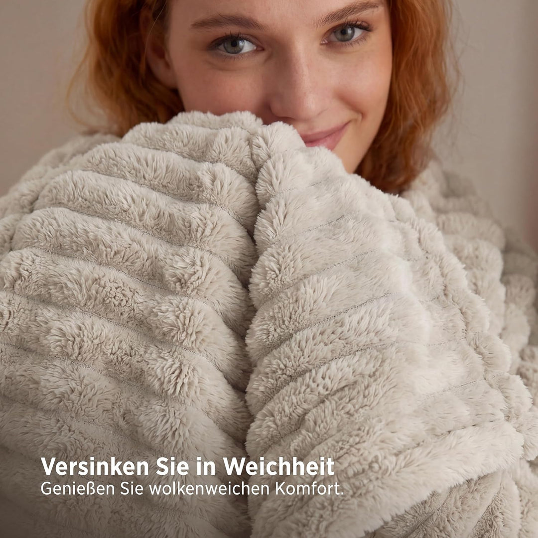BEDSURE Kuscheldecke Flauschig Decke Fleecedecke – Weiche Warme Grobe Korddecke Gemütlicher Sofadeck