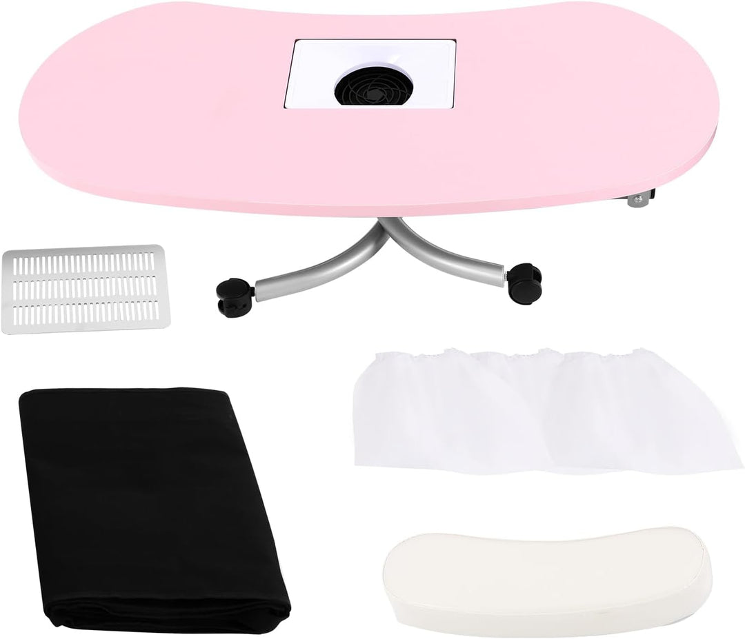 Maniküretisch, klappbar, 90x40cm, 30kg, mit Absaugung, Rosa | MDF,Eisenrohr,geschweisst,5.5W Absaugu