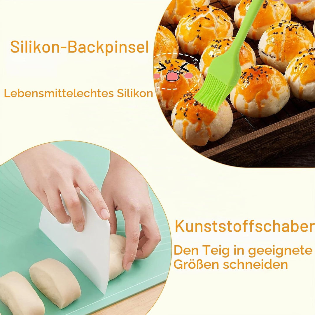 2 Stück Gärkorb Oval 35 cm, Gärkörbchen für Brot, Gärkorb Rattan Oval mit Kunststoffspachtel und Sil