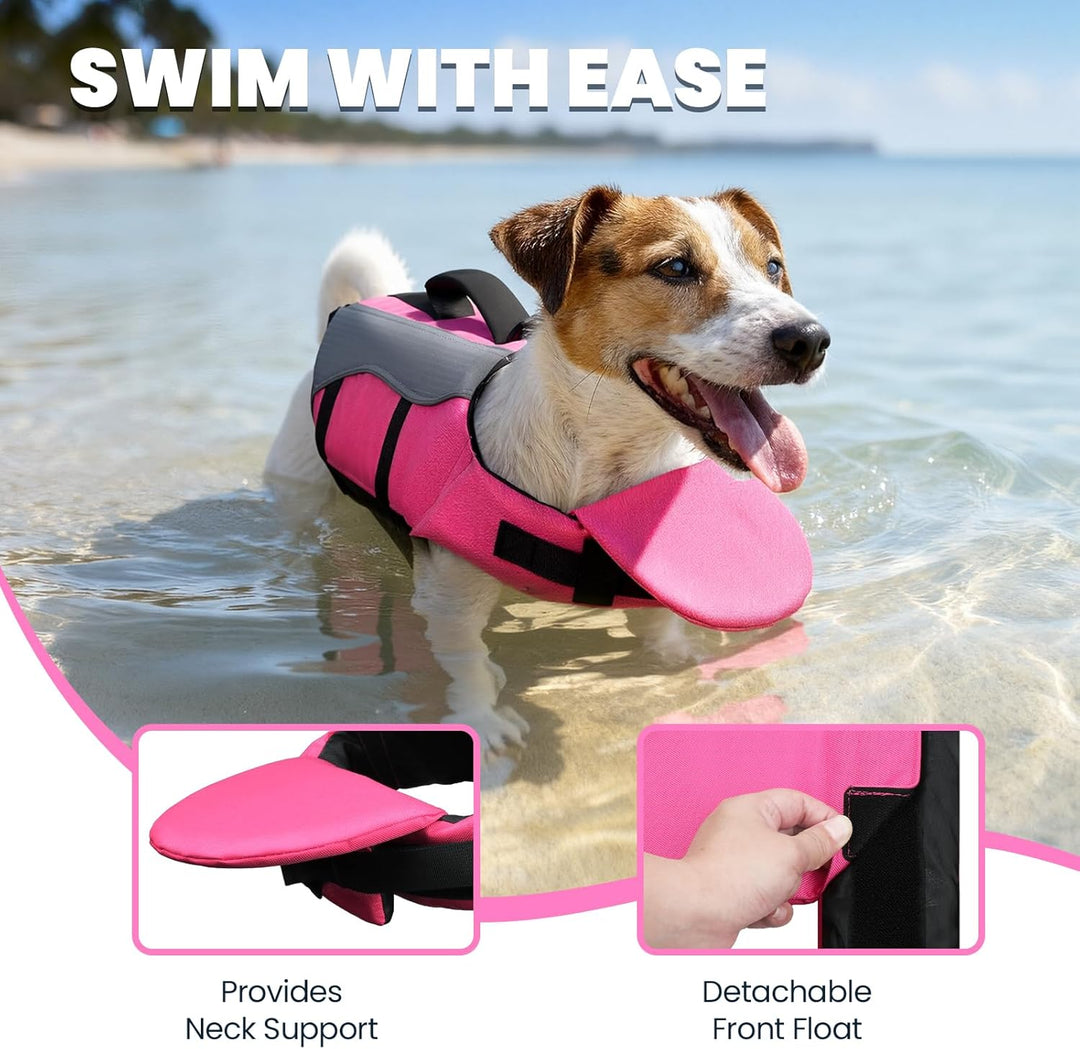 VIVAGLORY Front Float Schwimmweste Hund, Hundeschwimmweste für Bootfahren, Schwimmweste with Kopfstü