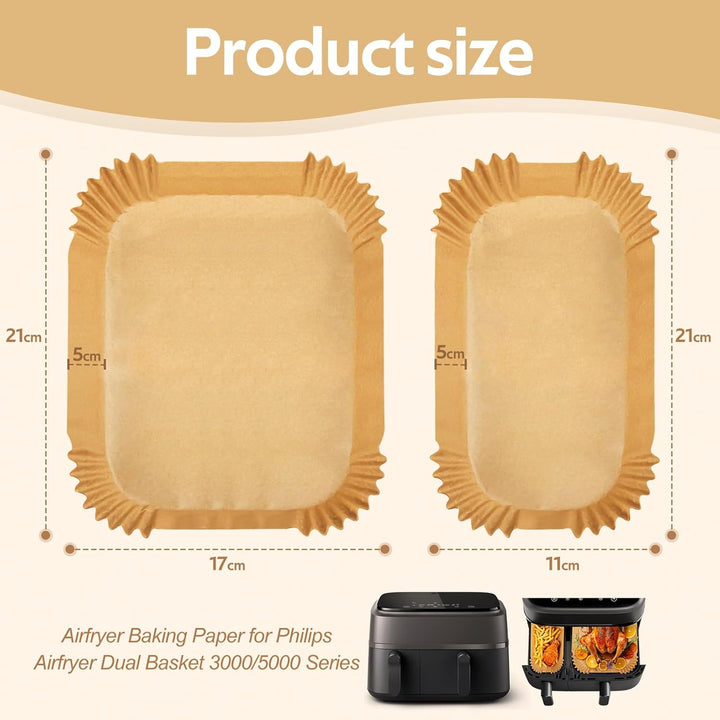 160 Stück Backpapier für Heissluftfritteuse BPA-frei, Airfryer Backpapier Antihaft Wasserdicht Ölfes