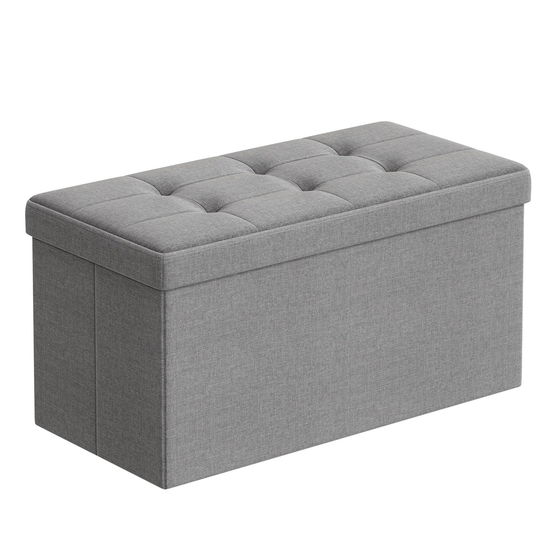 SONGMICS Sitzhocker mit Stauraum, klappbare Sitzbank, 38 x 76 x 38 cm Fussbank, Aufbewahrungsbox, bi