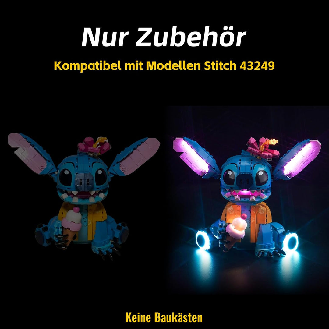 Fernbedienung Licht-Kit für Lego Disney Stitch (Nicht Lego), Led Beleuchtungs Set für Lego 43249 Sti
