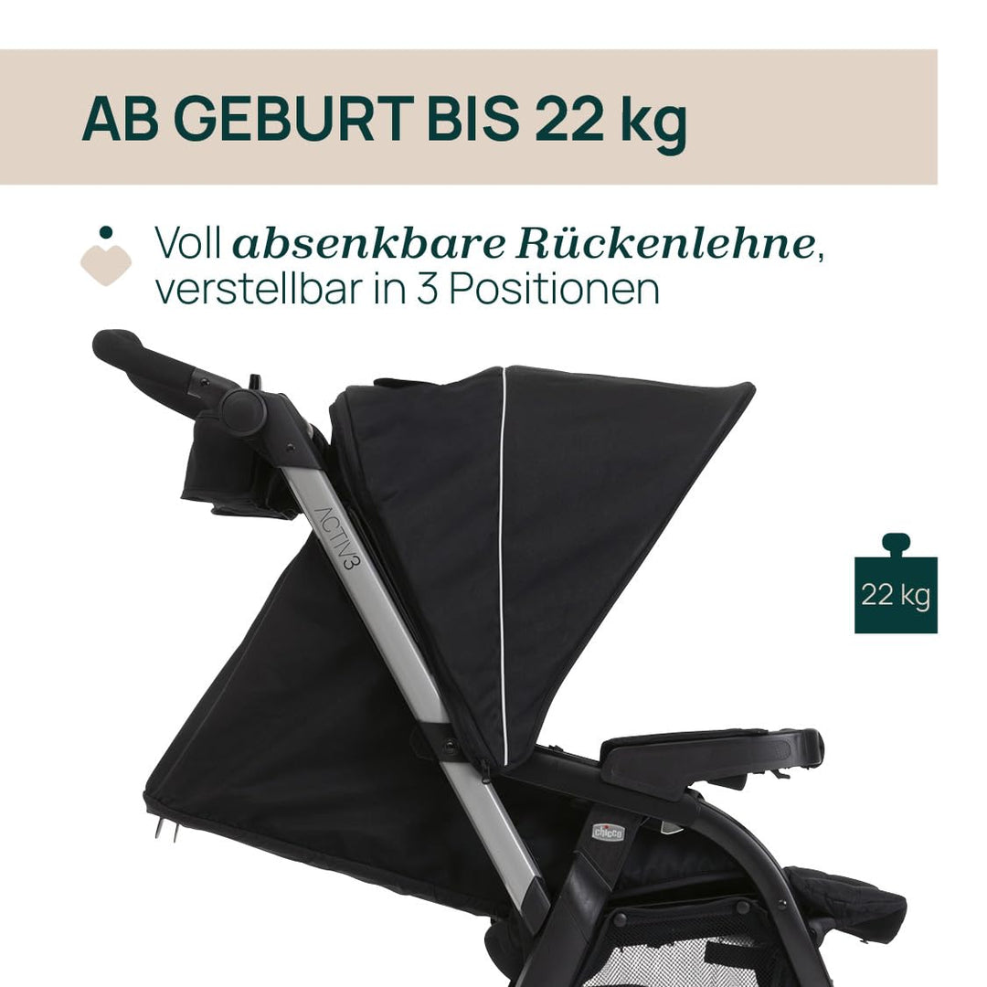 Chicco Activ3 Kinderwagen mit 3 Rädern, funktional und leicht zu steuern auf allen Untergründen, bre