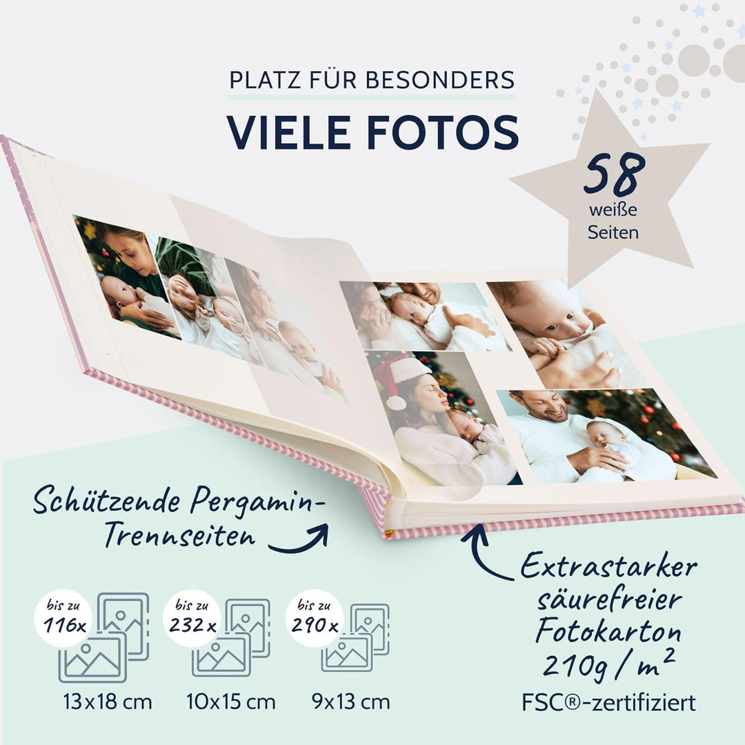 goldbuch 15801 Babyalbum mit Fensterausschnitt, Sweetheart, 30 x 31 cm, Baby Fotoalbum mit 62 weisse