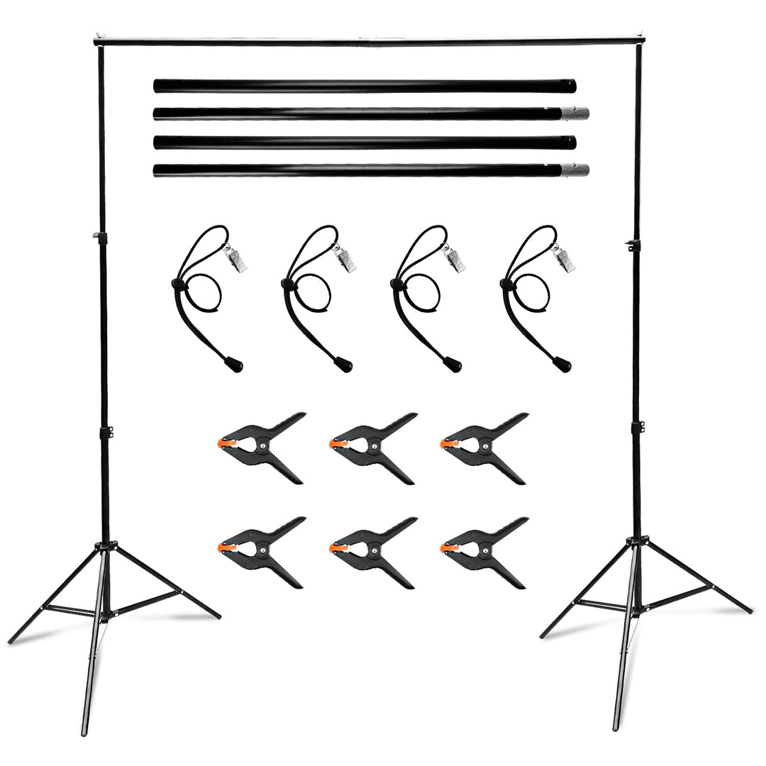 Relota Foto Hintergrund Ständer 200cm X 300cm, Verstellbarer Hintergrundsystem mit 10 Starker Klemme