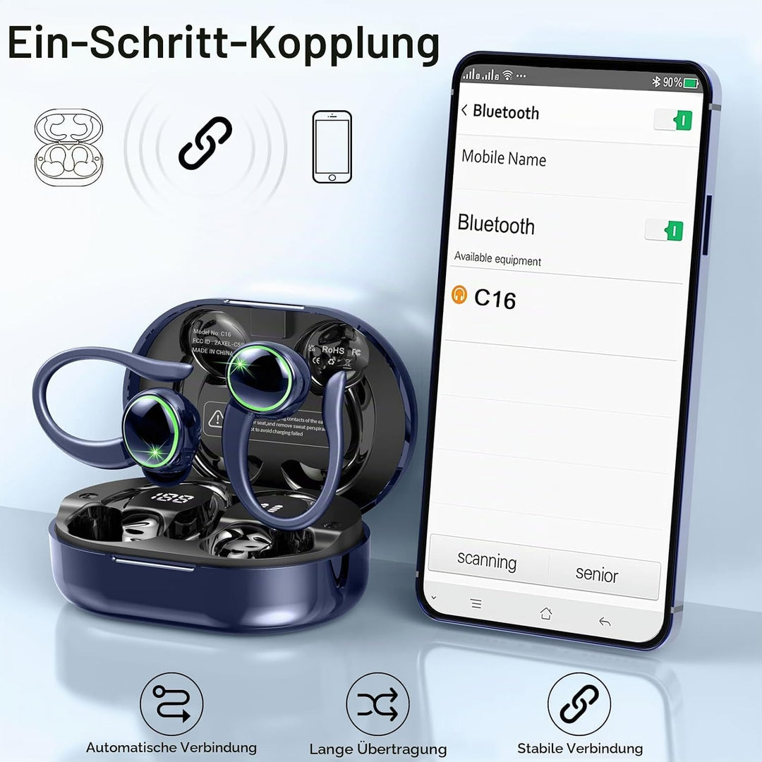 Rolosar Bluetooth Kopfhörer, Kopfhörer Kabellos Bluetooth 5.4 Sport, 50 std Spielzeit In Ear Kopfhör