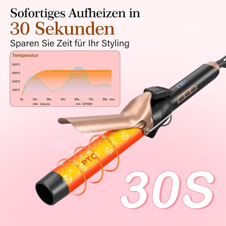 BESTOPE PRO Lockenstab 32mm, Lockenstab Grosse Locken Antistatischer Tourmalin-Keramik-Welleneisen L