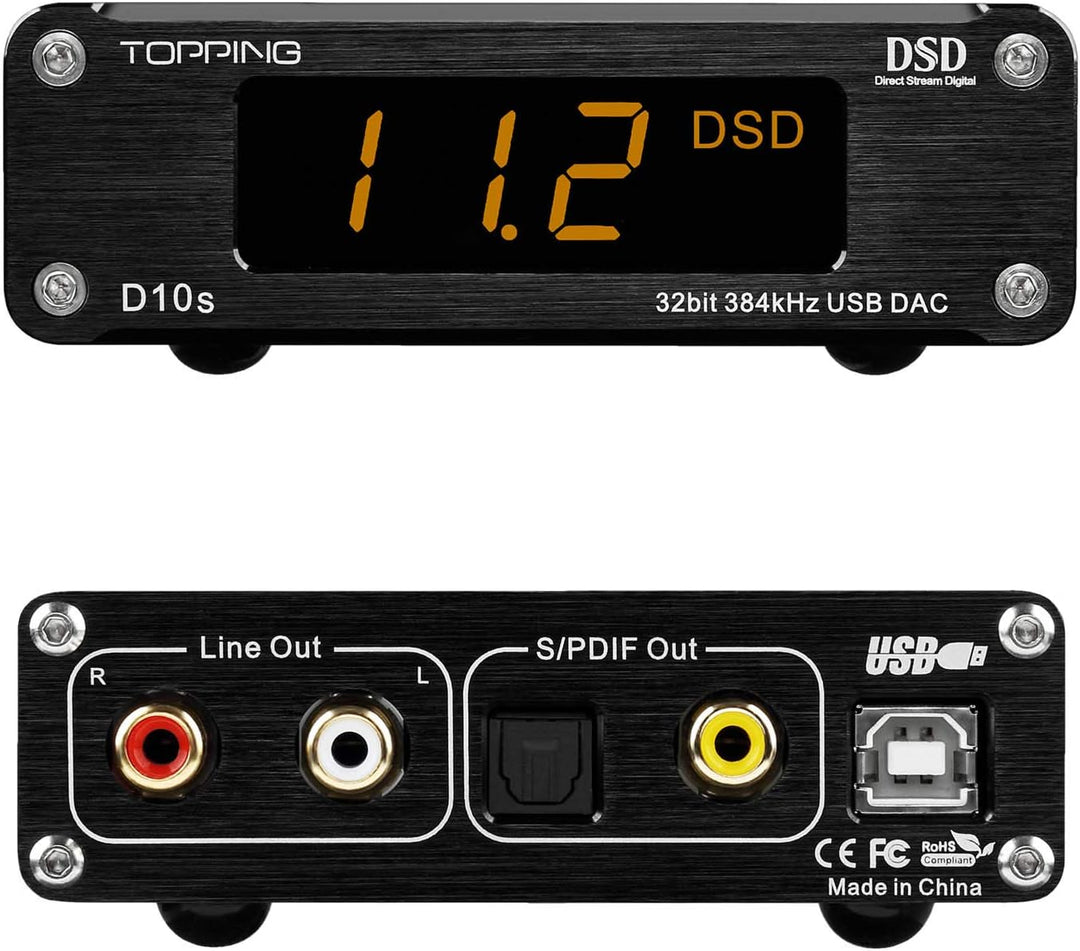 Topping D10s Mini USB DAC ES9038Q2M XMOS XU208 PCM384kHz DSD256 Native Audio Amplifier Decoder Schwa