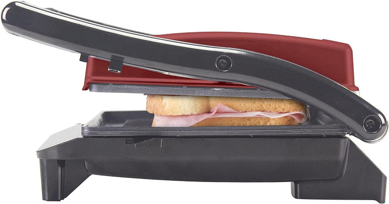 BEPER P101TOS002 Toaster Sandwichmaker, 850W, Antihaftplatte, Wärmeisolierender Griff, Rot