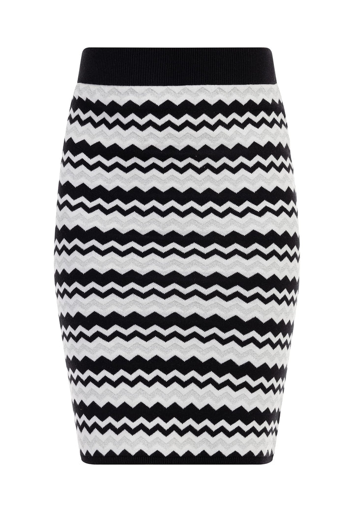 faina Strick Midirock Damen 11026717 M Schwarz Weiss, M Schwarz Weiss