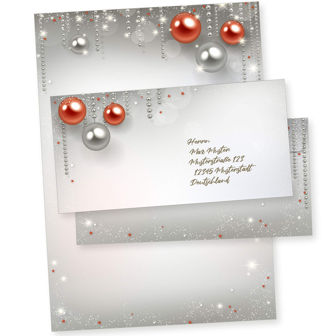 Gala Design 25 Sets Weihnachtsbriefpapier mit Umschlag ohne Fenster, weihnachtliches Papier A4 Druck