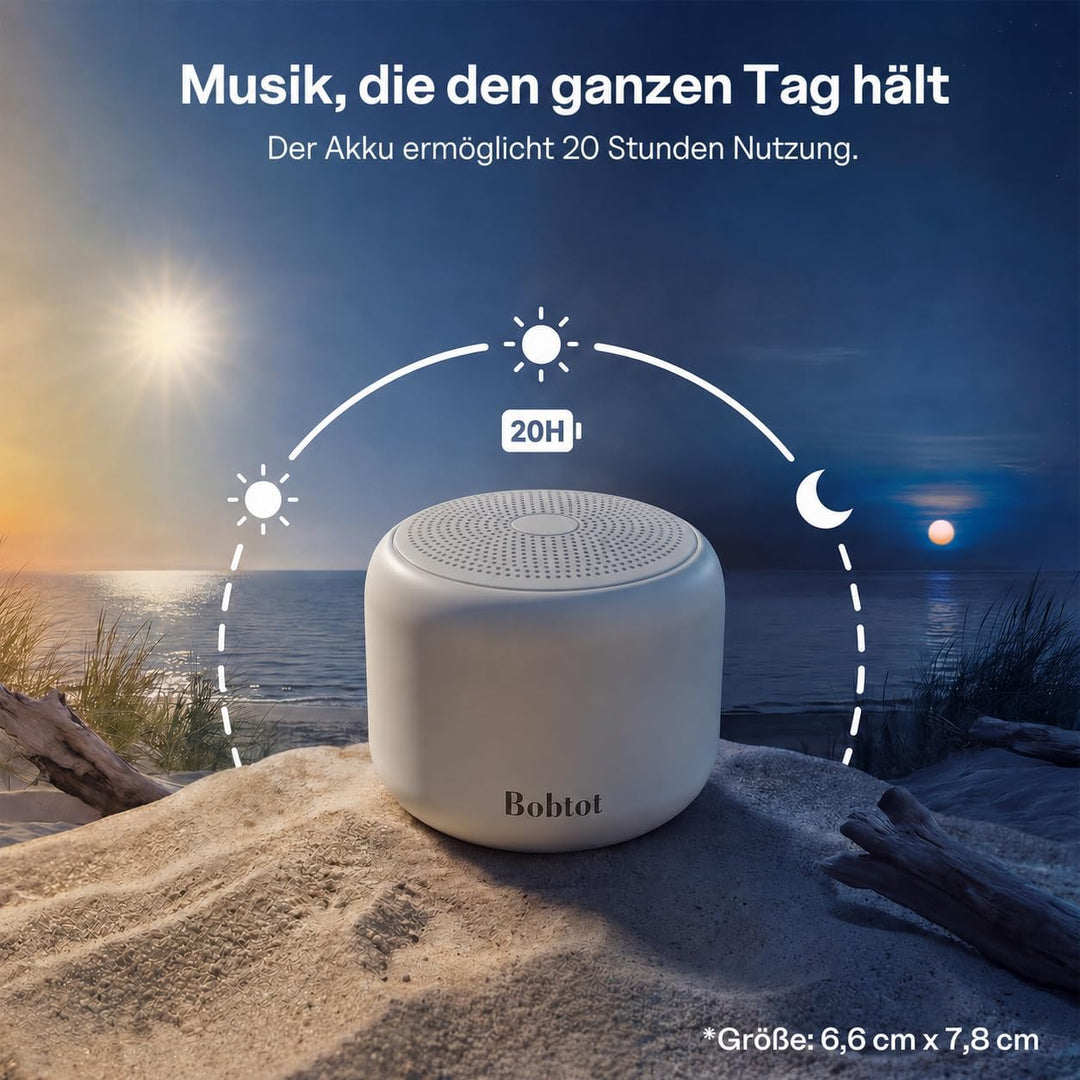 Bobtot Tragbarer Bluetooth-Lautsprecher, kabelloser wasserdichter Lautsprecher mit lautem Stereo-Sou