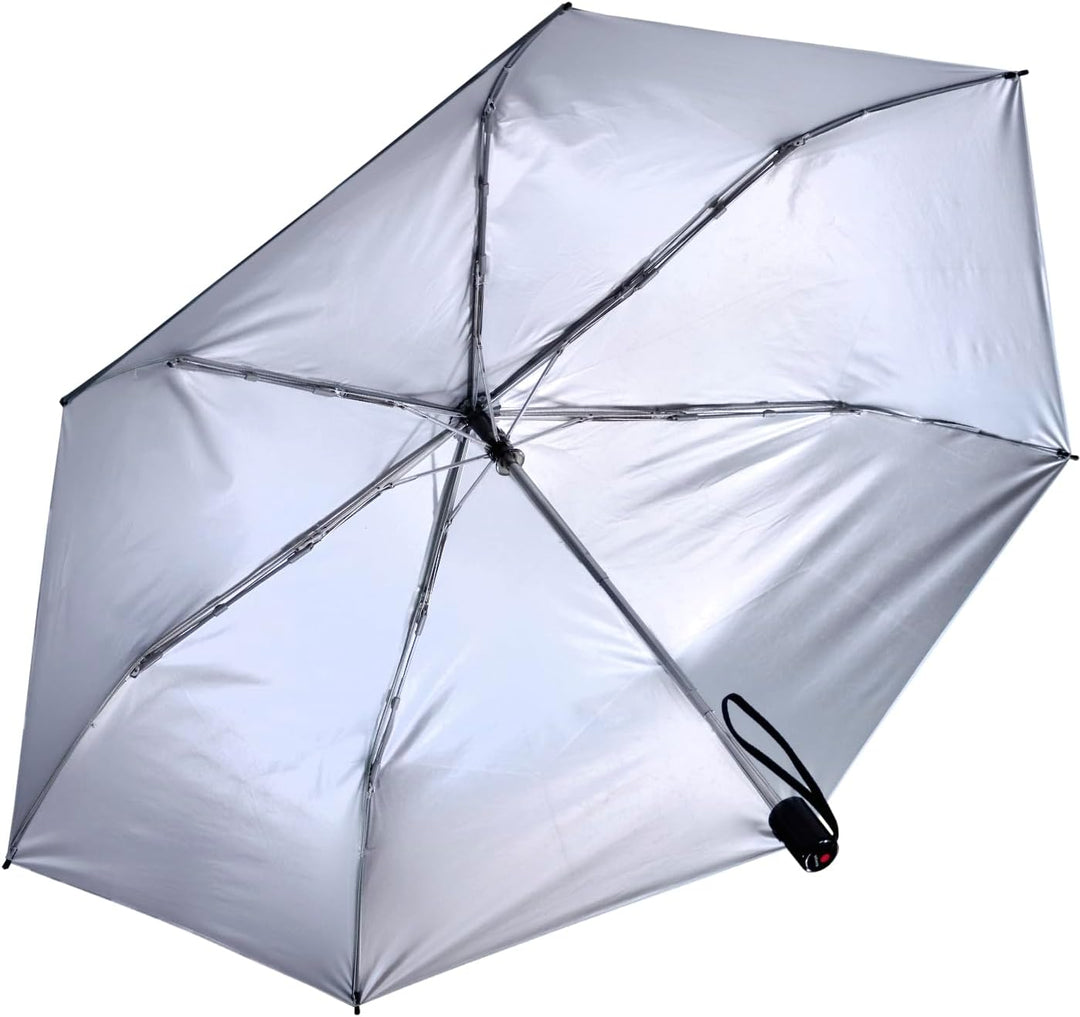 Knirps Taschenschirm Slim Duomatic Auf-Zu-Automatik Beige - Silver Heatshield - Uv-, Hitzeschutz, Be