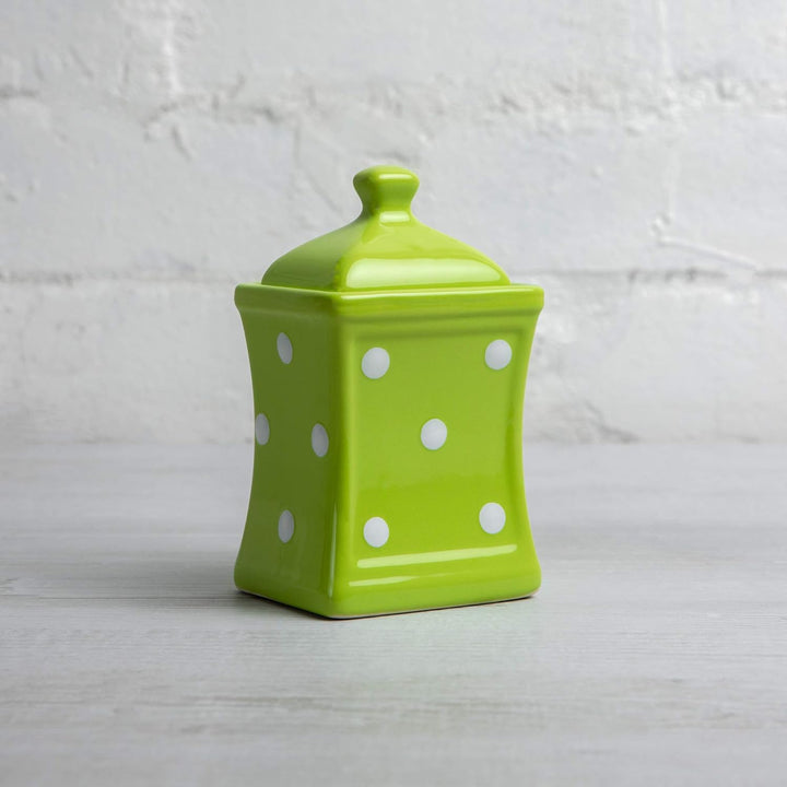City to Cottage® - Keramik Behälter Küche 150 ml | Grün und Weiss | Polka Dots | Handgemacht | Behäl