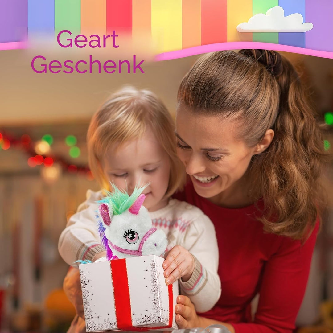YH YUHUNG Laufendes Einhorn Spielzeug mit Leine, Interaktives Plüschtier Pony mit Licht & Sound, Ele