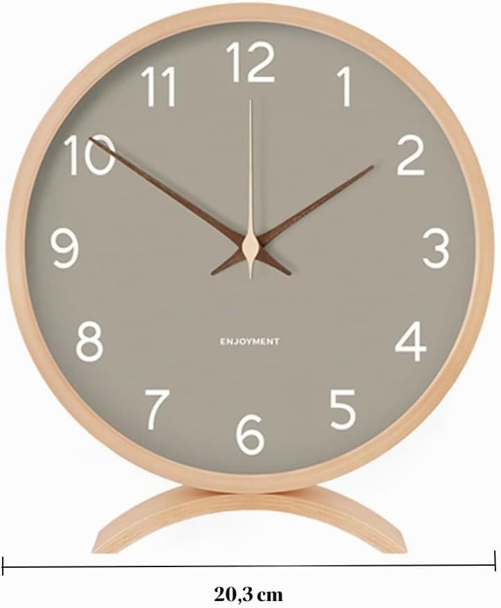 Maxspace Tischuhr Analog, 21cm Holz Tischuhr Batteriebetrieben,Tischuhr ohne Ticken für Schlafzimmer