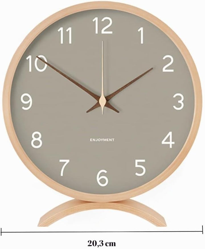 Maxspace Tischuhr Analog, 21cm Holz Tischuhr Batteriebetrieben,Tischuhr ohne Ticken für Schlafzimmer
