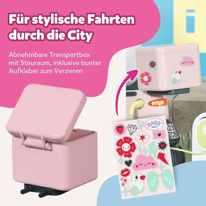 BABY born E-Scooter, Ferngesteuerter Roller mit Ladestation zum Aufladen Spielen, für 43cm Puppen, 8