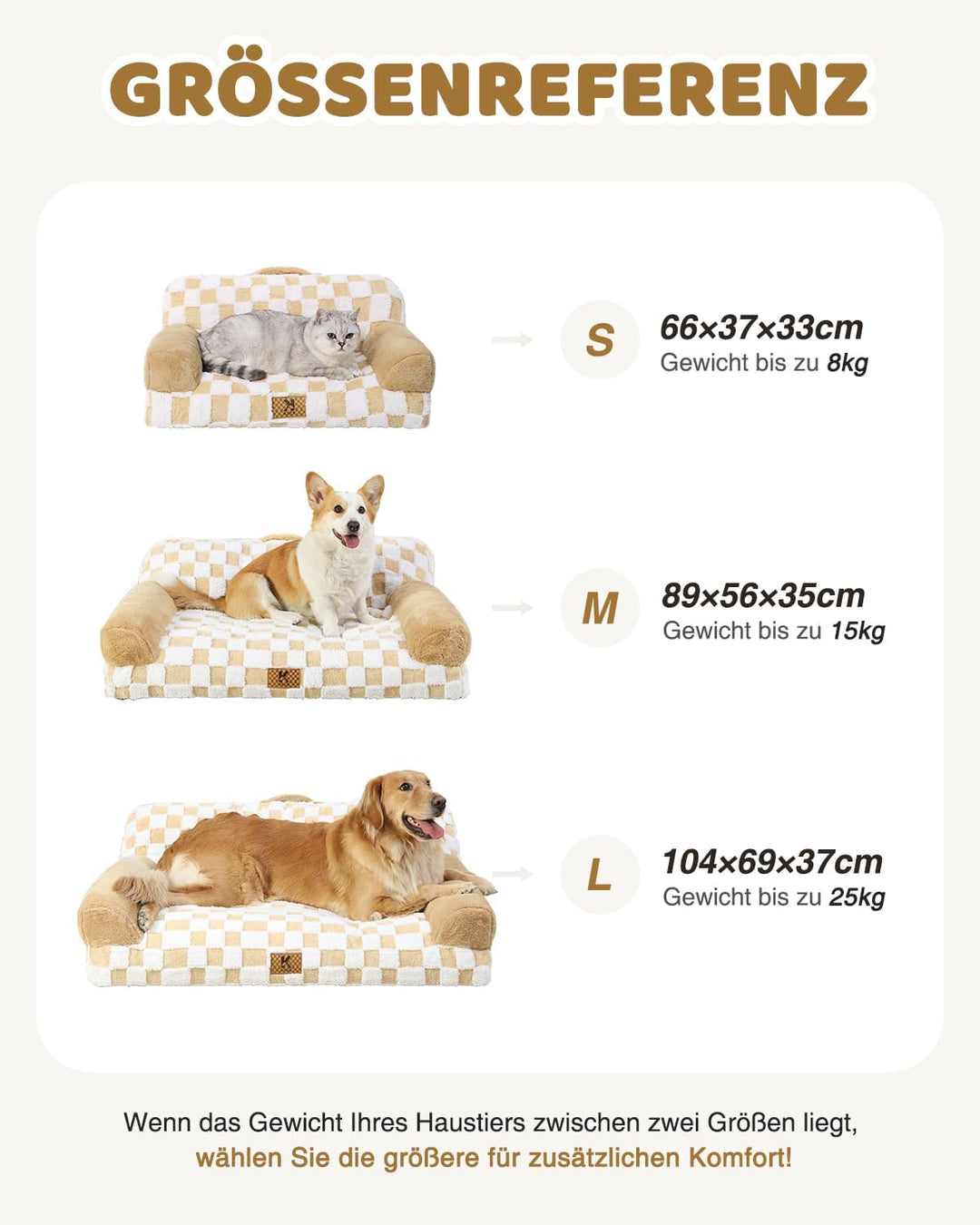 KSIIA Orthopädisches Katzenbett Flauschig 66x37cm, Abnehmbar Katzensofa Hundebett Waschbar, Hundesof