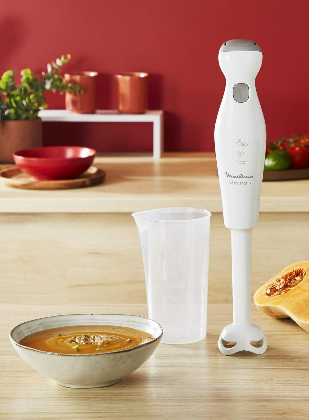 Moulinex Handmixer Roboter Marie Mixer 450 W 2 Geschwindigkeitsstufen Turbo-Funktion Stabmixer 2 Kli