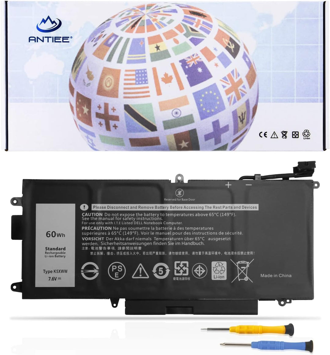 ANTIEE 7.6V 60Wh K5XWW Laptop Akku Compatible with Dell Latitude 5289 7389 7390 E5289 P29S001 P29S00
