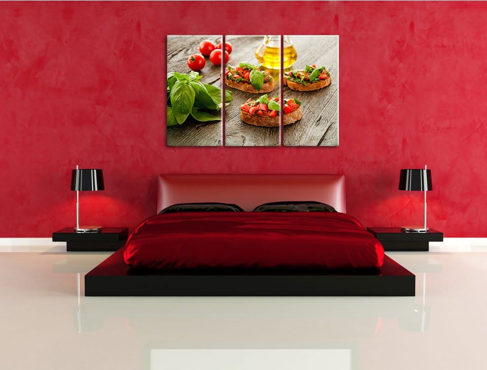 Italenische Bruchetta als 3-Teiler Leinwandbild 120x80 Bild auf Leinwand, XXL riesige Bilder fertig