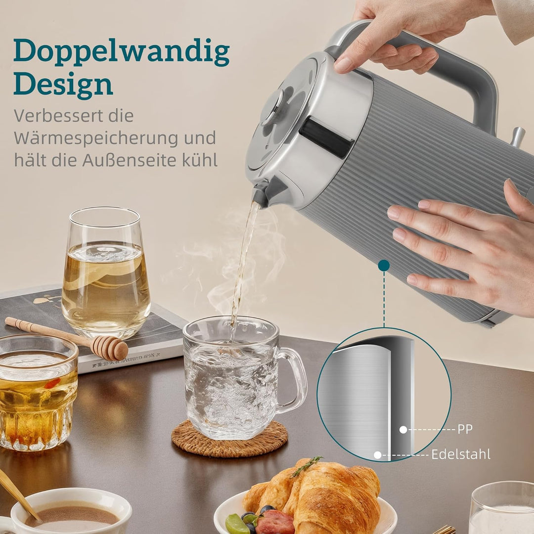 HOMCOM Wasserkocher Toaster Set 1,7L 2200W Schnell Wasserkocher mit Edelstahl-Innenraum, Entkalkungs