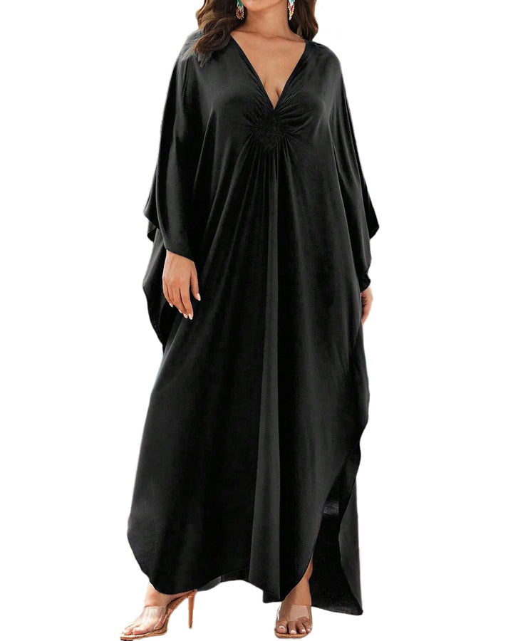 Bsubseach Frauen Plus Grösse Kaftan Kleid Badeanzug Druck Kaftan Strand Cover Up Kleid X-black, X-bl