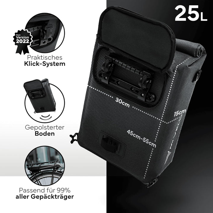 MIVELO Fahrradtasche für Gepäckträger - 3in1 Gepäckträgertasche Rucksack Umhängetasche - 100% wasser