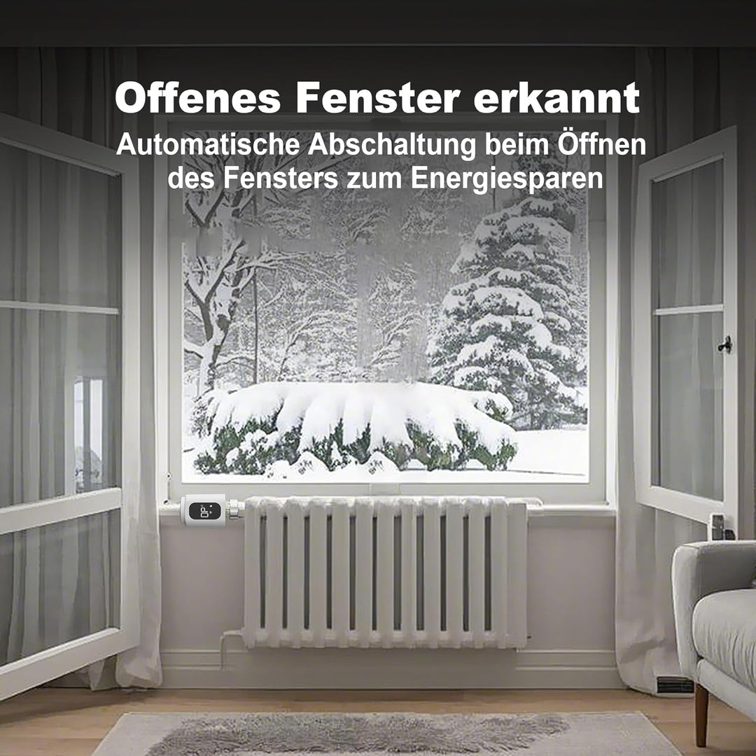 ECOBAY WiFi Heizkörperthermostat, kein Hub erforderlich, smartes TRV, kabelloses Heizungsthermostat,
