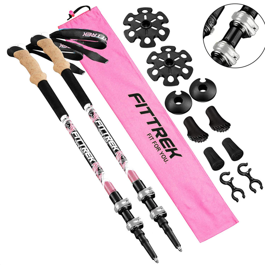 FitTrek Wanderstöcke - Trekkingstöcke - Walking Stöcke Teleskop - Nordic Walking Stock Verstellbar K