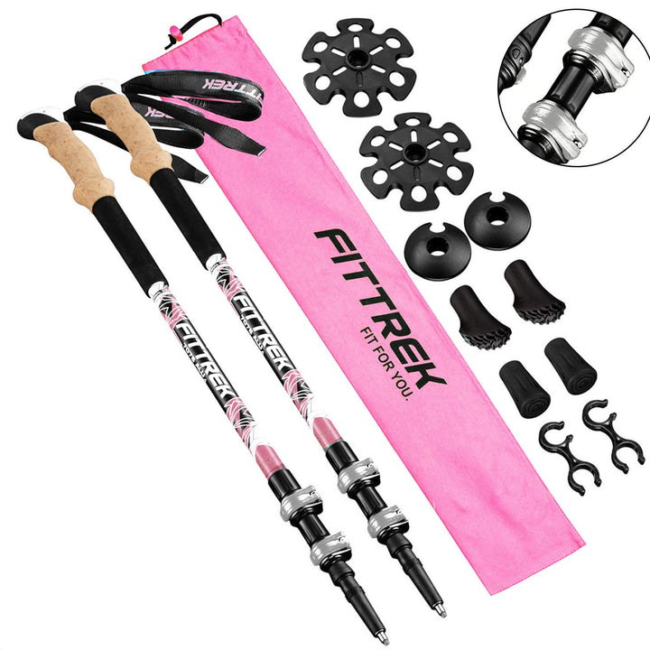 FitTrek Wanderstöcke - Trekkingstöcke - Walking Stöcke Teleskop - Nordic Walking Stock Verstellbar K