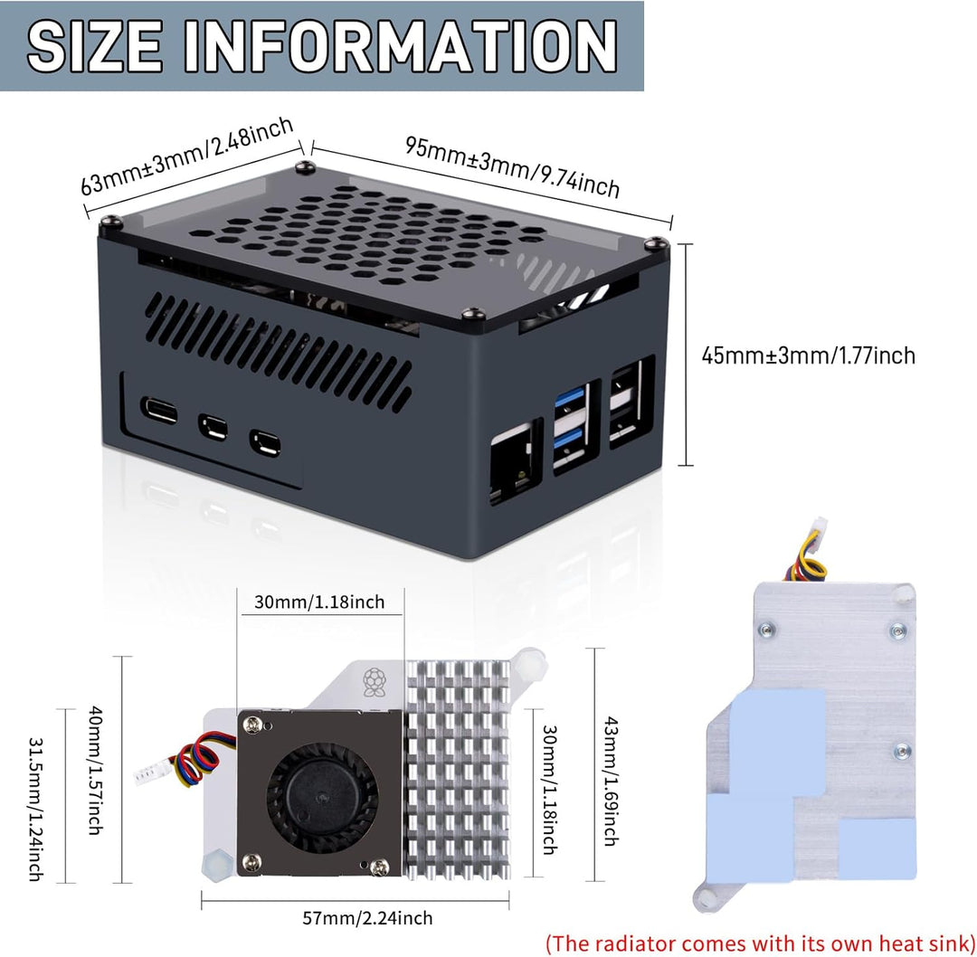 GeeekPi P33 M.2 NVME M-Key PoE+ Hat für Raspberry Pi 5, mit offiziellem Pi 5 Active Cooler und Alumi