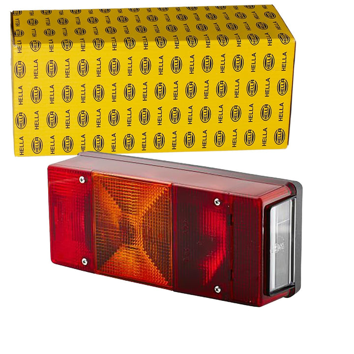 HELLA - Heckleuchte - Glühlampe - 12V - Anbau - Lichtscheibenfarbe: rot - Stecker: Flachstecker - li