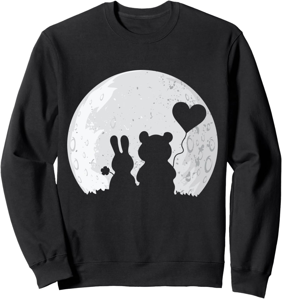 Hase und Bär Liebespaar Hasi Bärli Vollmond - Valentinstag Sweatshirt