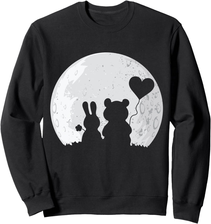 Hase und Bär Liebespaar Hasi Bärli Vollmond - Valentinstag Sweatshirt