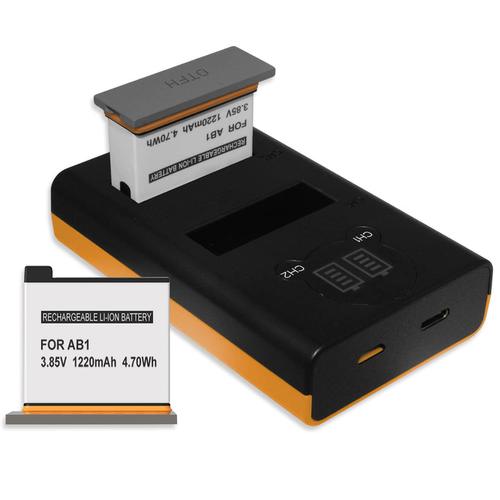 2X Akku + Dual-Ladegerät (USB, mit LCD) kompatibel mit Osmo AB1 für DJI Osmo Action Sportscam - inkl