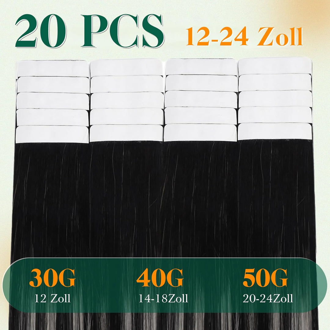 Easyouth Tape in Extensions Echthaar Balayage Schwarz Echthaar Tape in Extension Schwarz Ombre Silbe