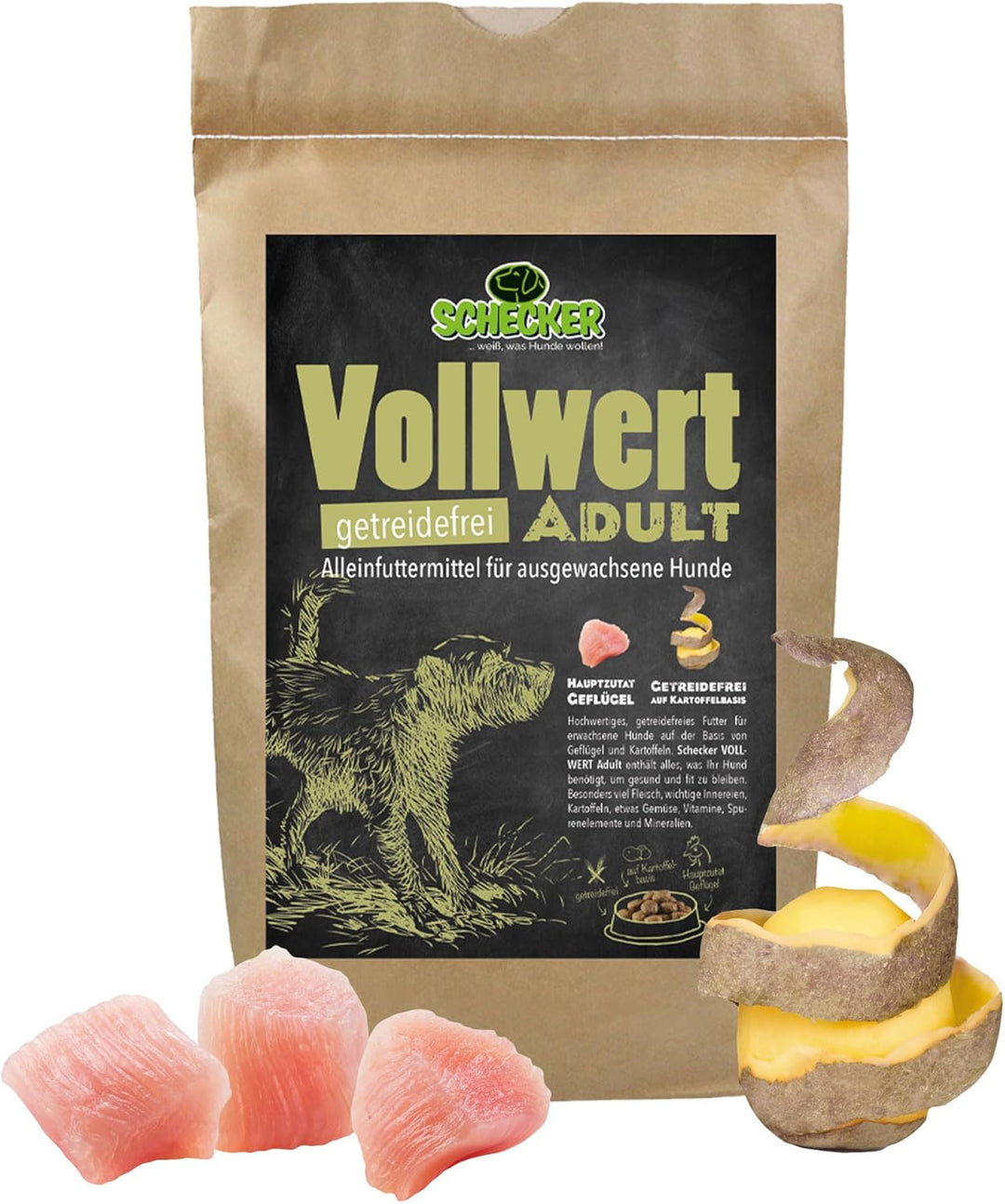 Schecker Trockenfutter - VOLLWERT Adult - getreidefreies Hundfutter - hochwertig - für empfindliche