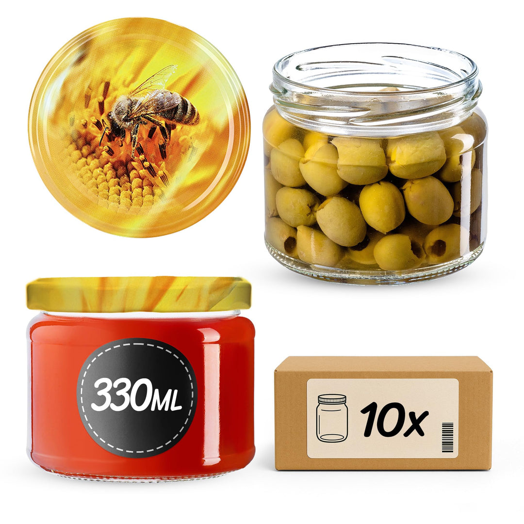 KADAX 10st Einmachgläser mit Schraubdeckel, Marmeladengläser 330ml, Vorratsgläser für Marmeladen, Ko