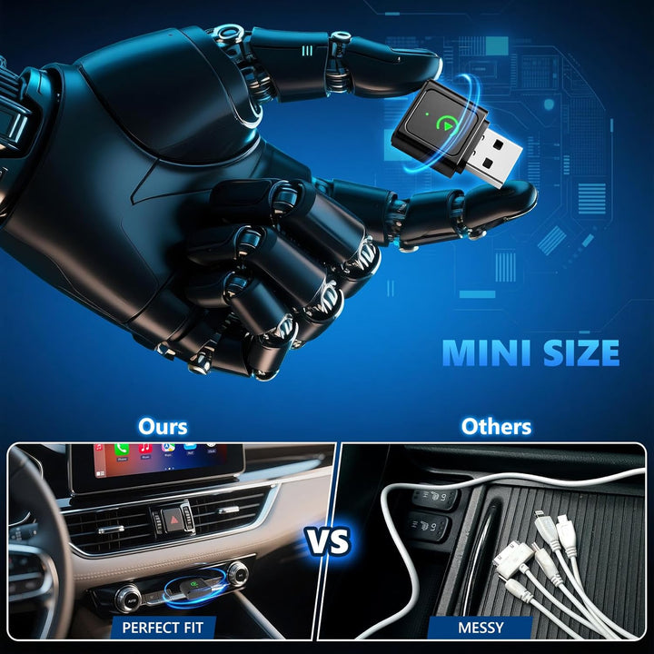 2 in 1 Wireless CarPlay Adapter &amp; Android Auto Wireless Adapter, Bluetooth 5.3 &amp; 5.8GHz WiFi, Plug &amp;