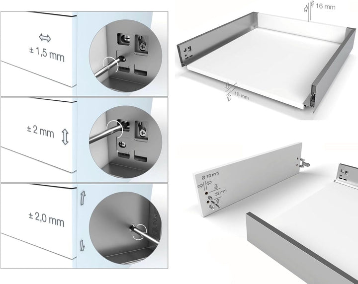 Schubkastensystem JUNKER-SLIM weiss Höhe: 84 mm Tiefe: 550 mm Soft-Close JUNKER-SLIM Tiefe 550 mm, J