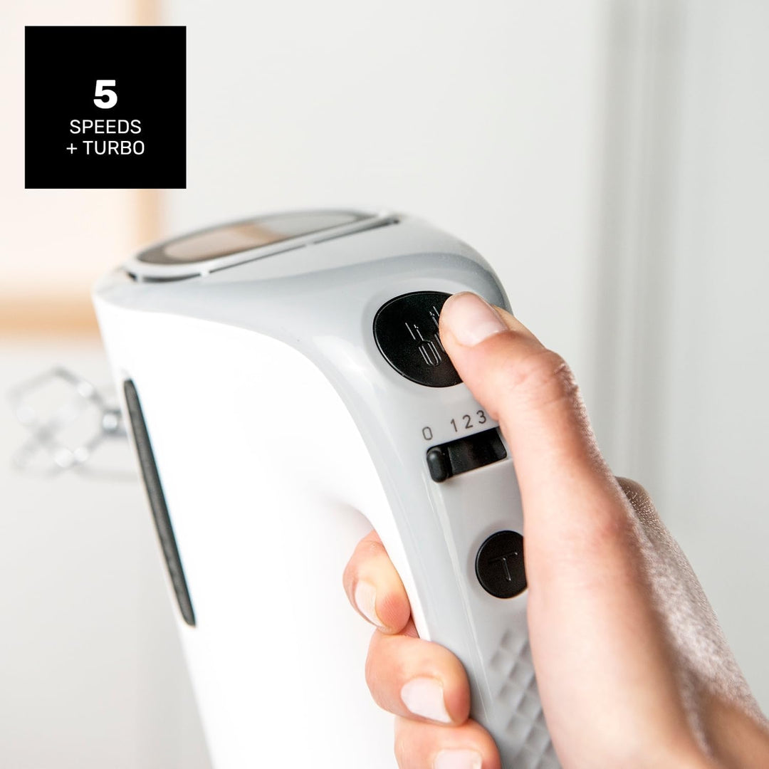 Taurus Station Grey - Gebäckmixer, 300W, 5 Geschwindigkeiten, Turbofunktion, 2 Arten von Rührstäben: