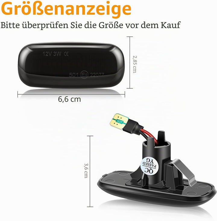 TECTICO Seitenblinker Seitenmarkierungsleuchter Lichtblinker Blinker Kompatibel mit Audi A3 S3 8L 20