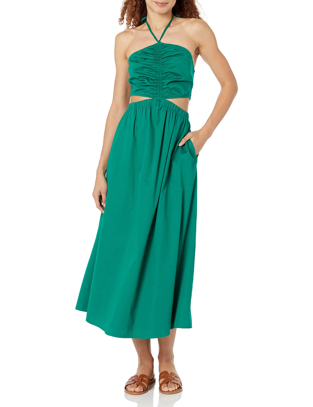 The Drop Damen Brinda Maxikleid aus Baumwolle mit Ausschnitten und Neckholder Maxi Dress L Ultramari